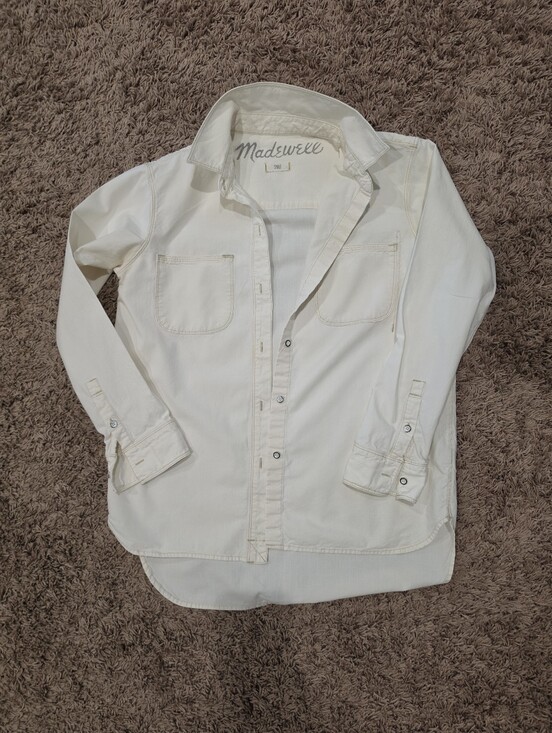 Madewell Tops - Madewell Oversized White Button Front Utility Shirt Women's Small Cotton